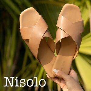 Nisolo Catalina Tan Leather Minimalist Slide Sandals Size 8